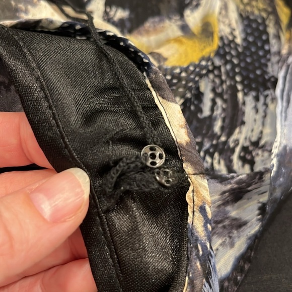 Aidan‎ Mattox Silk Blouson Mini Dress | Blue Grey Black | Size 14 | Excellent - Picture 14 of 15